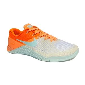 Nike Metcon 3 orange white blue material lace up trainers sneakers